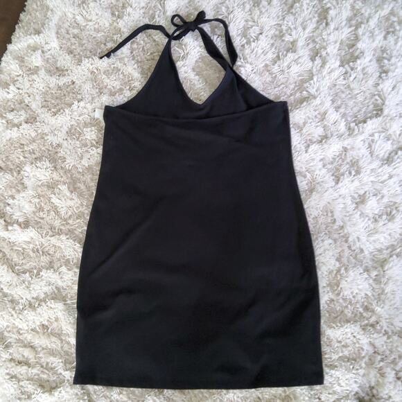 bp Nordstrom Women's Plus Halter Organic Cotton Mini Dress in Black - Picture 5 of 6